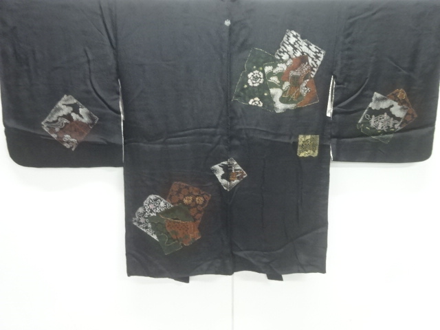 JAPANESE ANTIQUE HAORI / TAISHO ROMAN STYLE / URUSHI / WOVEN FLOWER